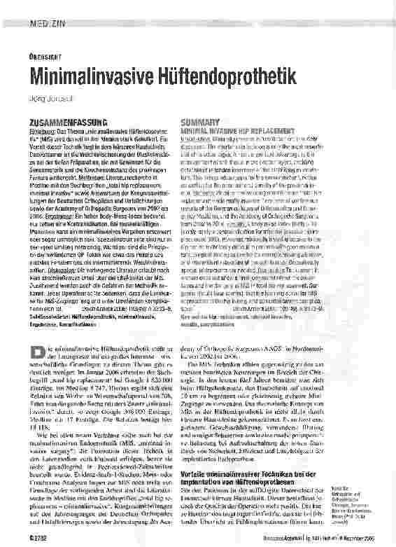 Vorschauseite 1: Minimalinvasive Hüftendoprothetik