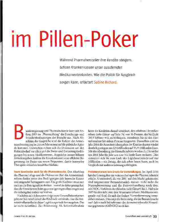 Vorschauseite 2: Neue Regeln im Pillen-Poker