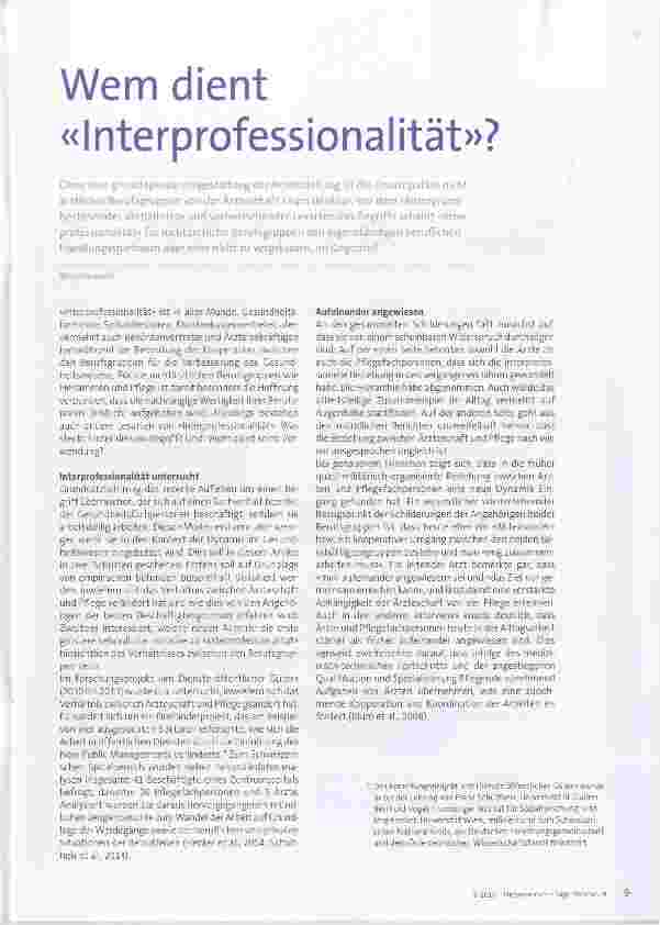 Vorschauseite 1: Wem dient «Interprofessionalität»?