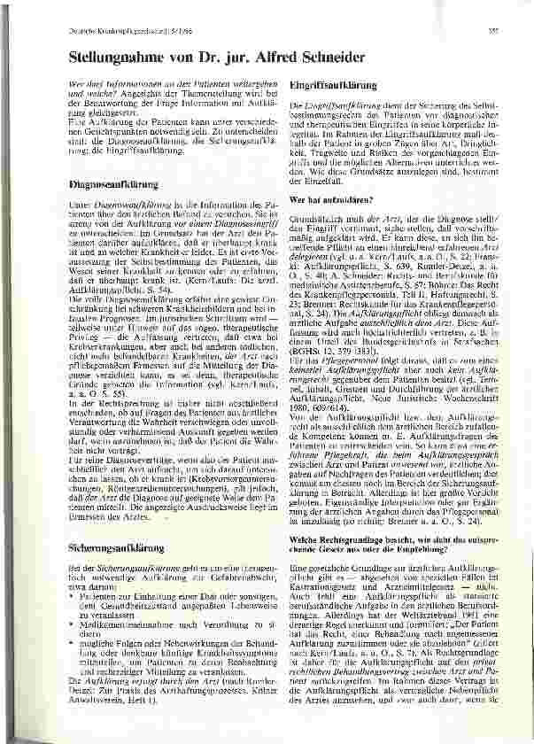 Vorschauseite 1: Stellungnahme von Dr. jur. Alfred Schneider
