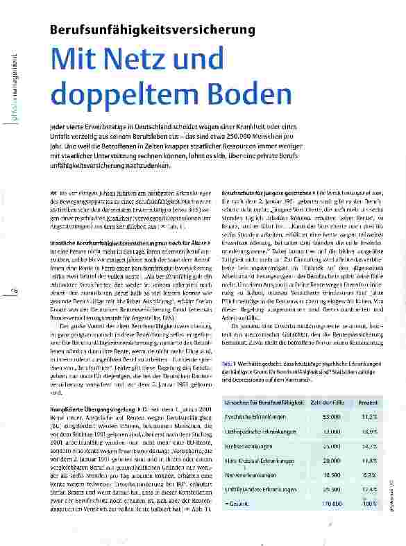 Vorschauseite 1: Berufsunfähigkeitsversicherung Mit Netz und doppeltem Boden