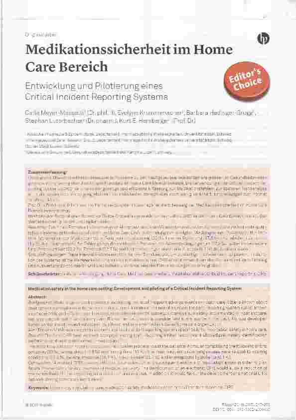 Vorschauseite 1: Medikationssicherheit im Home Care Bereich
