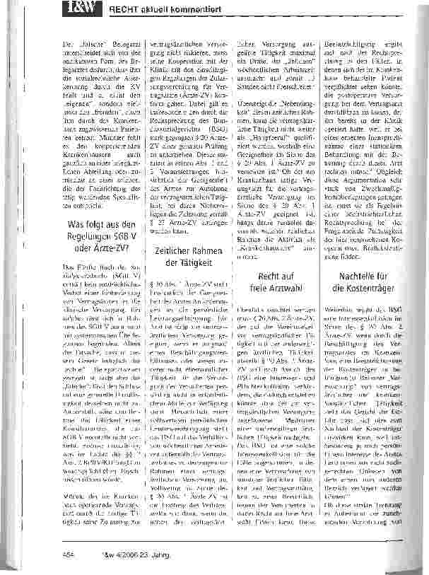 Vorschauseite 3: Zur Tätigkeit von Vertragsärzten im Krankenhaus