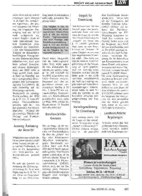 Vorschauseite 4: Zur Tätigkeit von Vertragsärzten im Krankenhaus