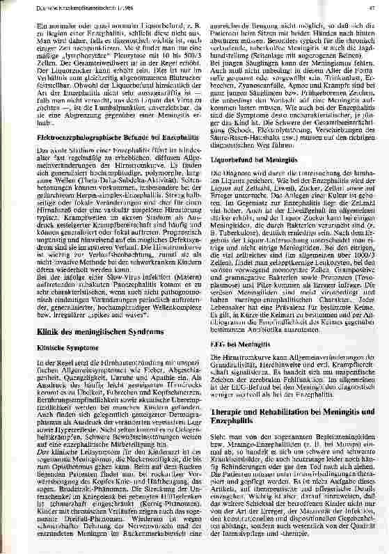 Vorschauseite 2: Enzephalitis und Meningitis im Kindesalter Neurologische und psychopathologische Aspekte
