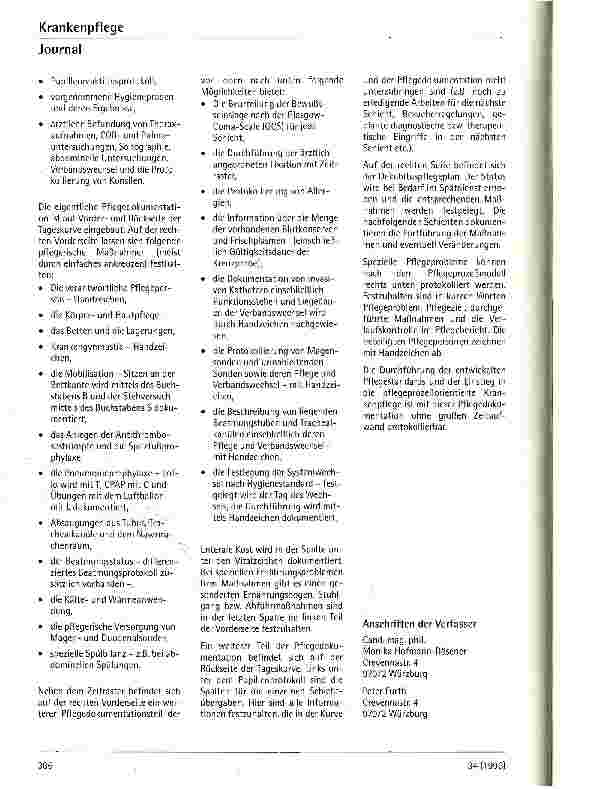 Vorschauseite 2: Die Tageskurve mit integrierter Pflegedokumentation