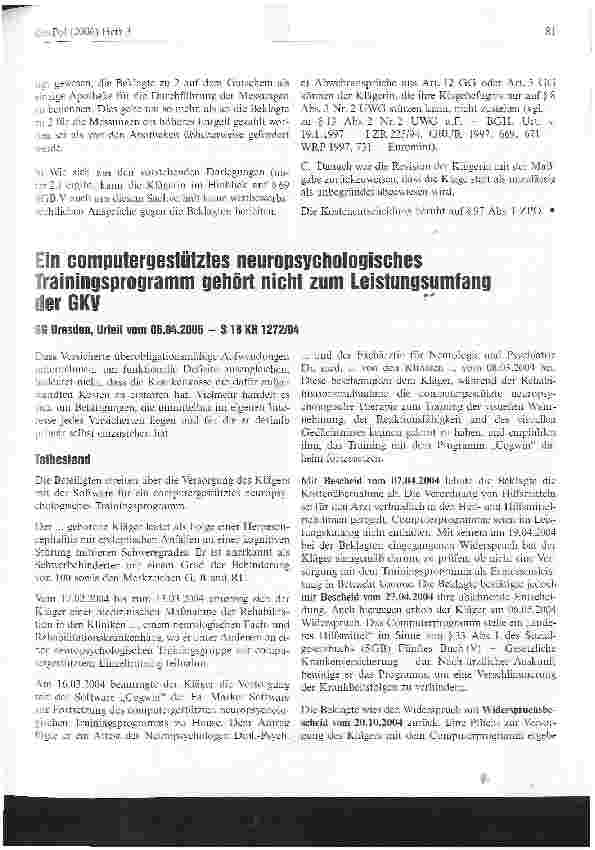 Vorschauseite 5: Keine Beurteilung von Handlungen der Krankenkassen und deren Leistungserbringern nach dem UWG