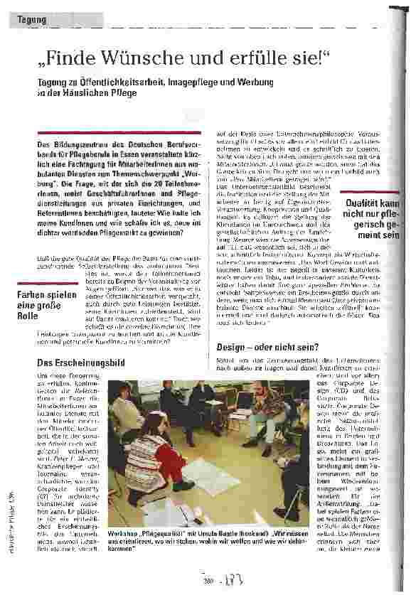 Vorschauseite 1: Finde Wünsche und erfülle sie! Tagung zur Öffentlichkeitsarbeit, Imagepflege und Werbung in der Häuslichen Pflege