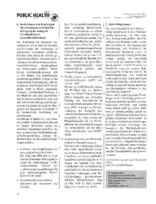 Vorschauseite 2: Die Einbeziehung der Berücksichtigung der Kategorie Geschlecht in der Gesundheitsforschung
