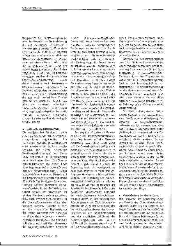 Vorschauseite 4: Licht und Schatten der aktuellen Steuerpolitik