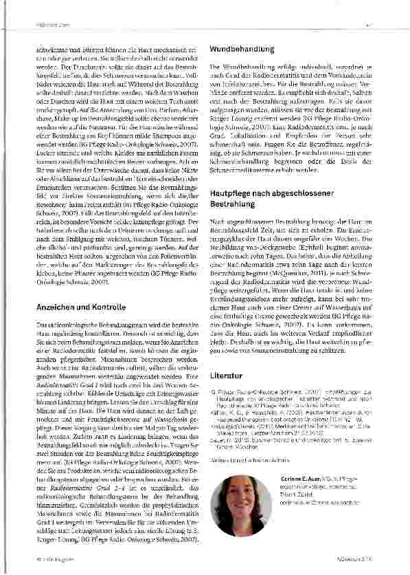 Vorschauseite 3: Eine Krebstherapie beansprucht die Haut
