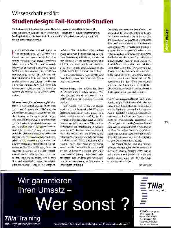 Vorschauseite 1: Wissenschaft erklärt Studiendesign: Fall-Kontroll-Studien