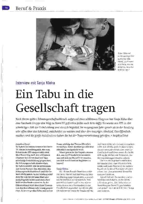 Vorschauseite 1: Ein Tabu in die Gesellschaft tragen