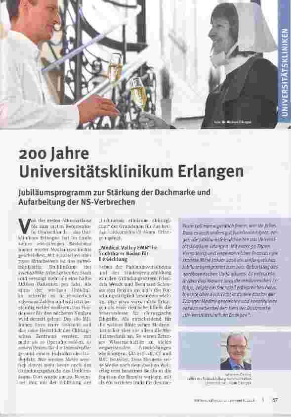 Vorschauseite 1: 200 Jahre Universitätsklinikum Erlangen