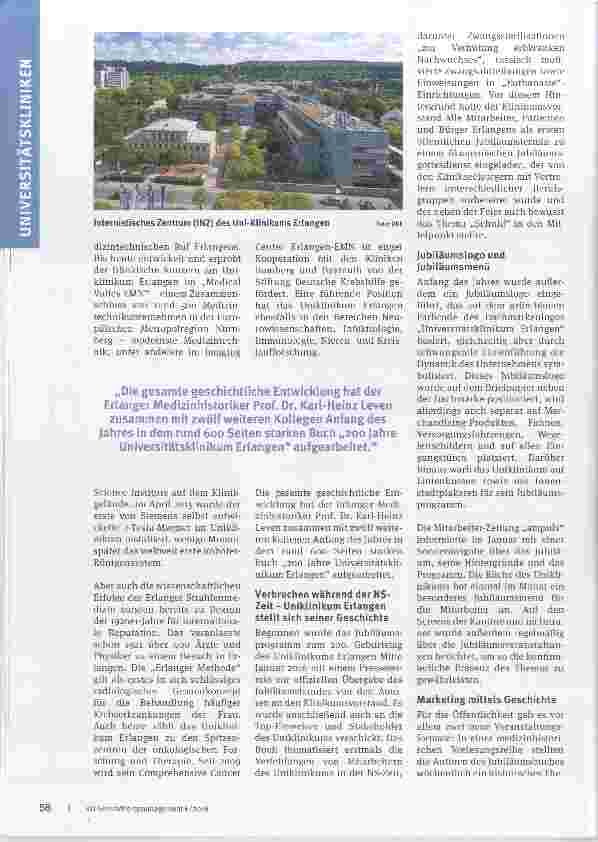 Vorschauseite 2: 200 Jahre Universitätsklinikum Erlangen