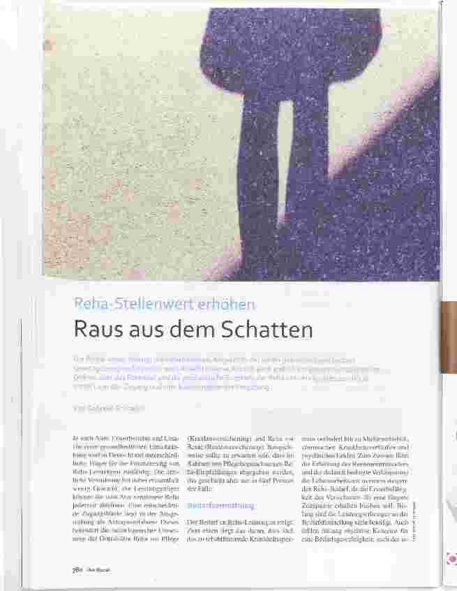 Vorschauseite 1: Reha-Stellenwert erhöhen Raus aus dem Schatten