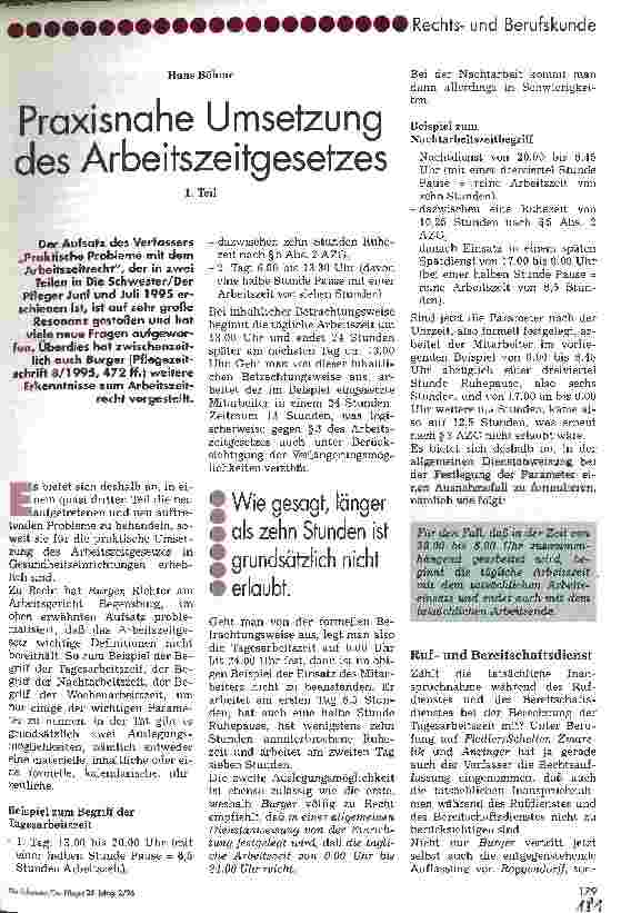 Vorschauseite 1: Praxisnahme Umsetzung des Arbeitszeitgesetzes 1. Teil