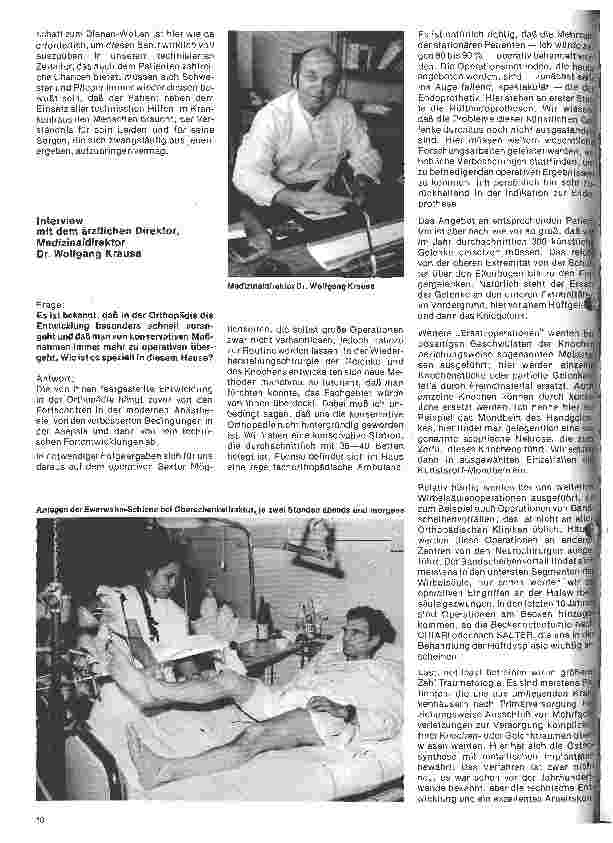Vorschauseite 1: Die Orthopädische Klinik Kassel Interview mit dem ärtzlichen Direktor Dr. Wolfgang Krause