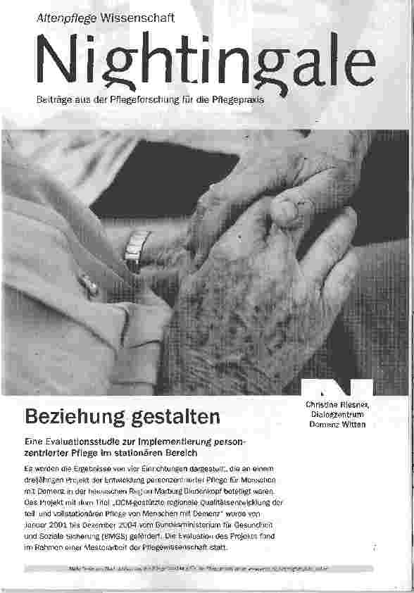 Vorschauseite 1: Beziehung gestaltenEine Evaluationsstudie zur Implementierung personzentrierter Pflege im stationären Bereich
