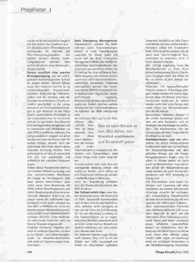 Vorschauseite 3: Der hypogolämische Schock und was die Pflege tun kann