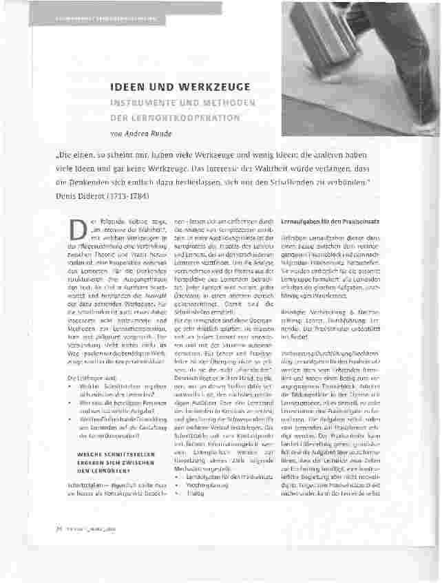 Vorschauseite 1: IDEEN UND WERKZEUGEINSTRUMENTE UND METHODEN DER ERNORTKOOPERATlON