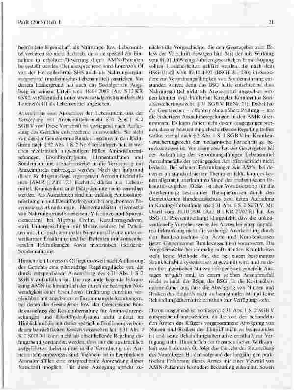 Vorschauseite 3: Zur Kostenübemahme der Spezialöle Glycerlol-Trioleat und Glycerol-Trierucat bei genetisch bedingten Stoffwechselerkrankungen