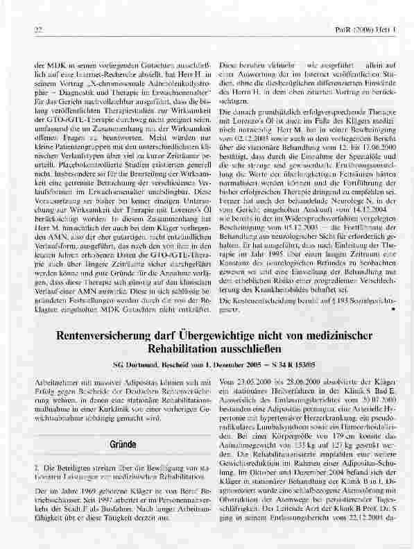 Vorschauseite 4: Zur Kostenübemahme der Spezialöle Glycerlol-Trioleat und Glycerol-Trierucat bei genetisch bedingten Stoffwechselerkrankungen