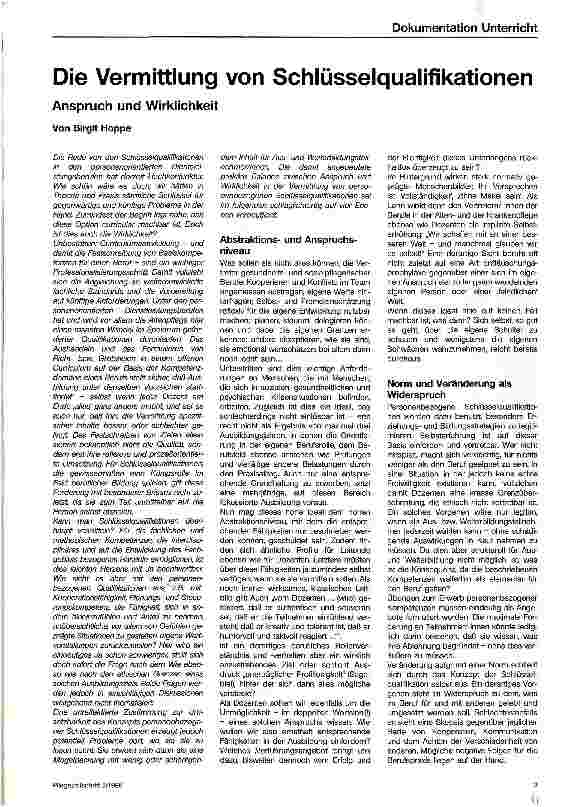 Vorschauseite 1: Die Vermittlung von Schlüsselqualifikationen Anspruch und Wirklichkeit