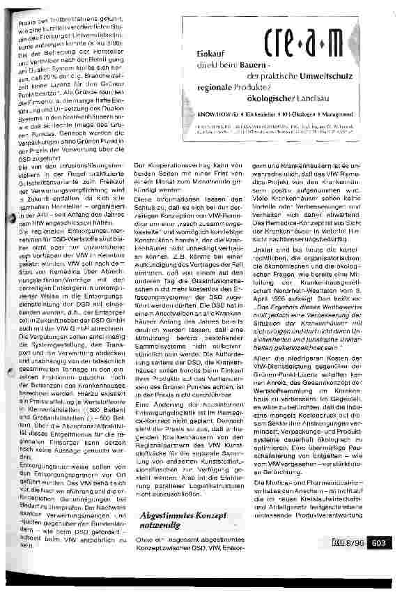 Vorschauseite 3: Neues Entsorgungskonzept-bisher sehen die Krankenhäuser keine Vorteile Unsicherheiten, Unklarheiten und großer Nachbesserungsbedarf beim Remedica-Projekt