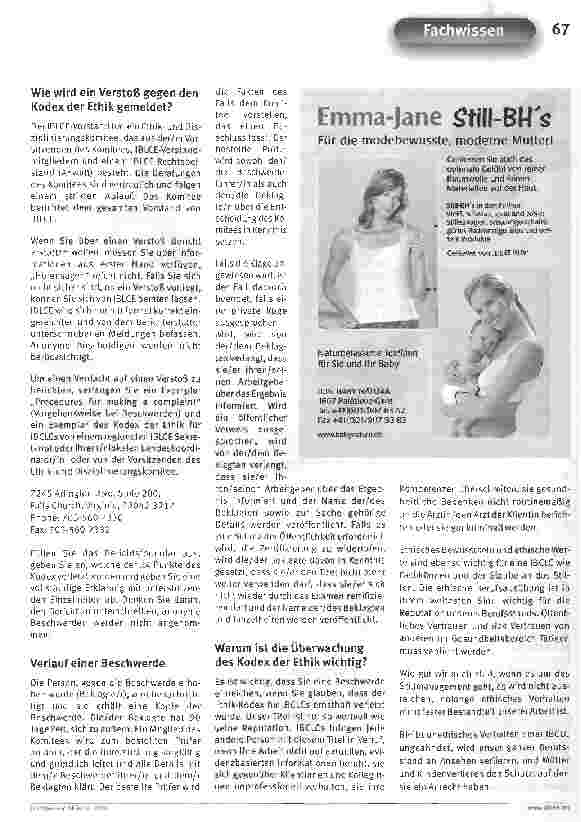 Vorschauseite 5: Ethik in der StillberatungVortrag von JoAnne Scott, MA IBCLC beim 5. VELB-Kongress Laktation und Stillen in Maastricht
