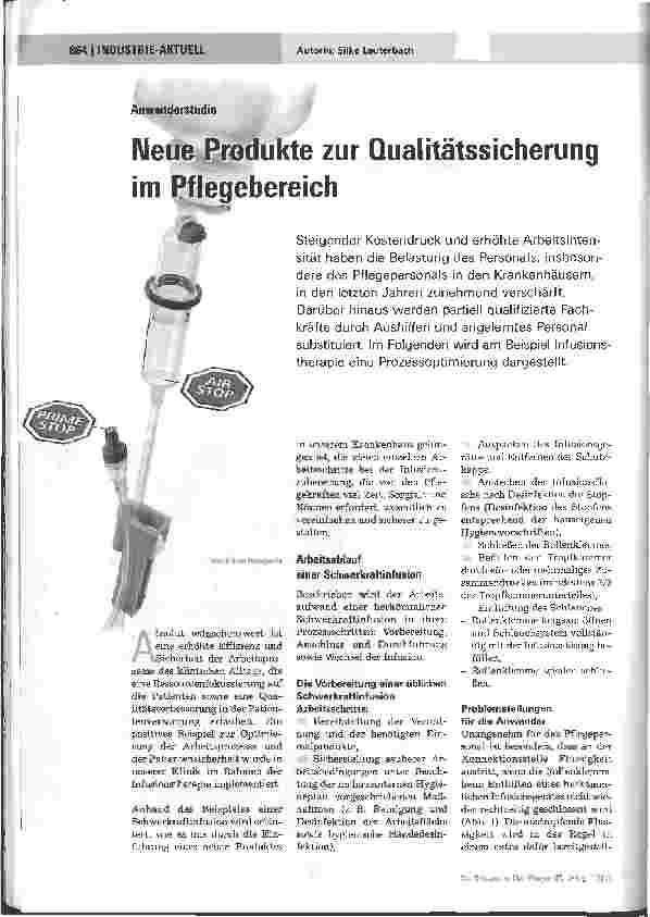 Vorschauseite 1: Neue Produkte zur Qualitätssicherung im Pflegebereich
