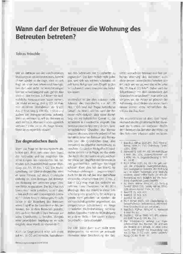 Vorschauseite 1: Wann darf der Betreuer die Wohnung des Betreuten betreten?