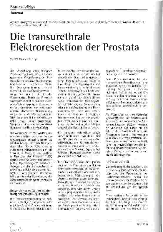 Vorschauseite 1: Die transurethrale Elektroresektion der Prostata