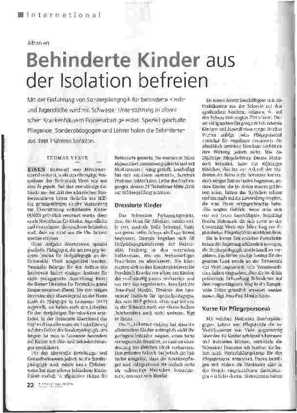 Vorschauseite 1: Behinderte Kinder aus der Isolation befreien