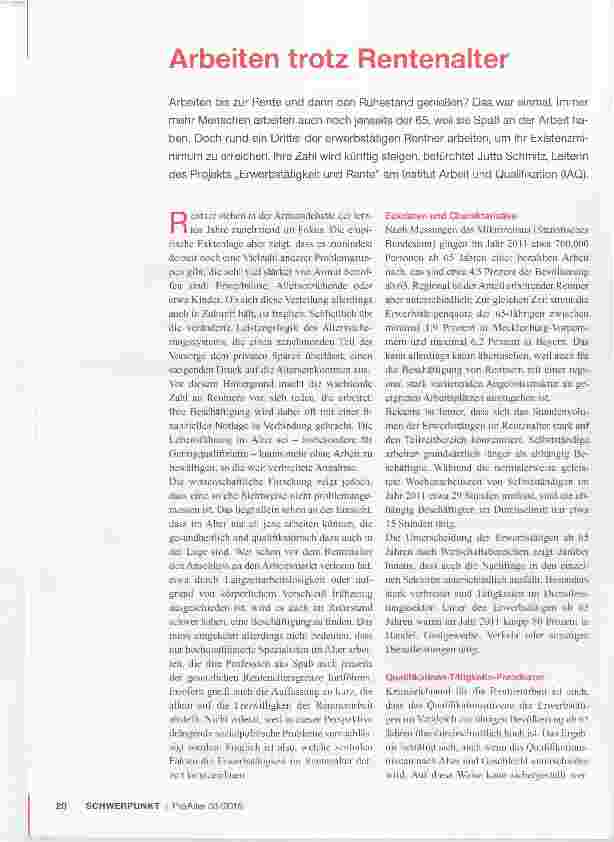 Vorschauseite 1: Arbeiten trotz Rentenalter