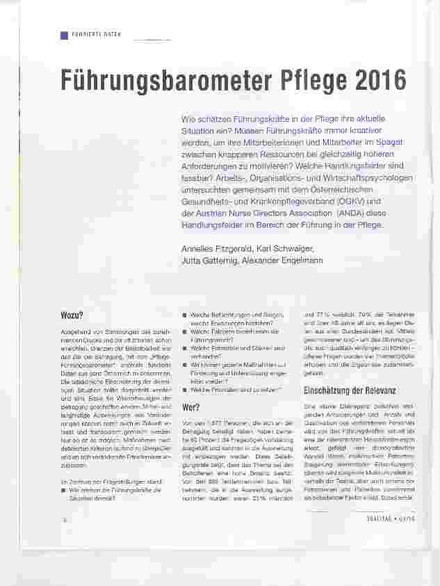 Vorschauseite 1: Führungsbarometer Pflege 2016