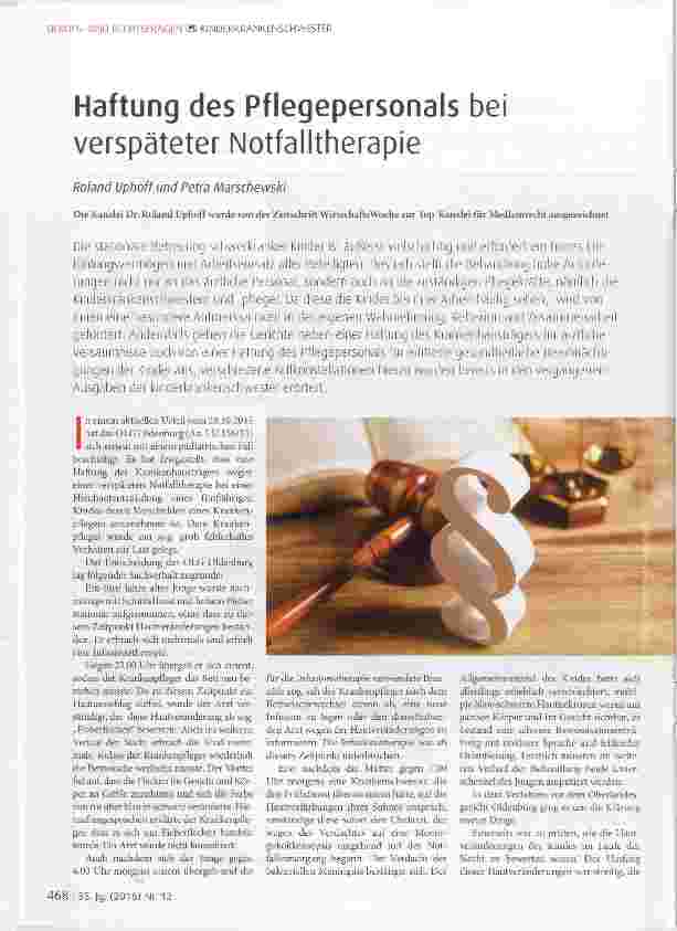 Vorschauseite 1: Haftung des Pflegepersonals bei verspäteter Notfalltherapie