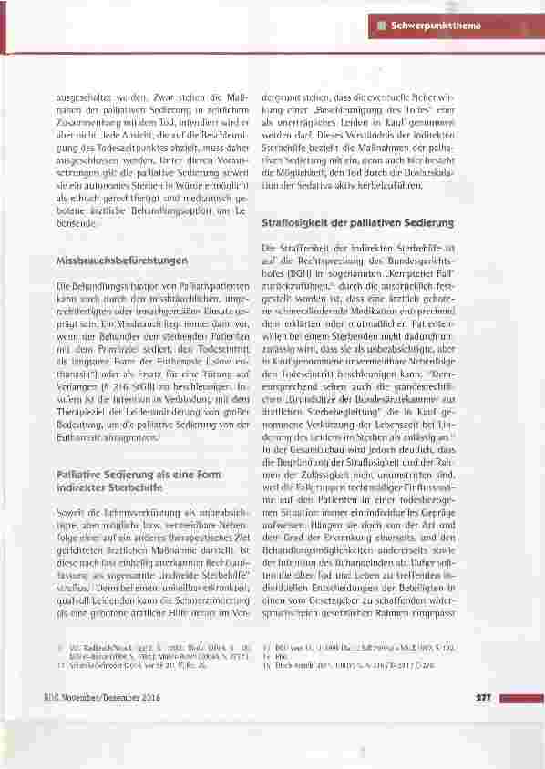 Vorschauseite 4: Die palliative Sedierung Strafrecht versus Selbstbestimmung?