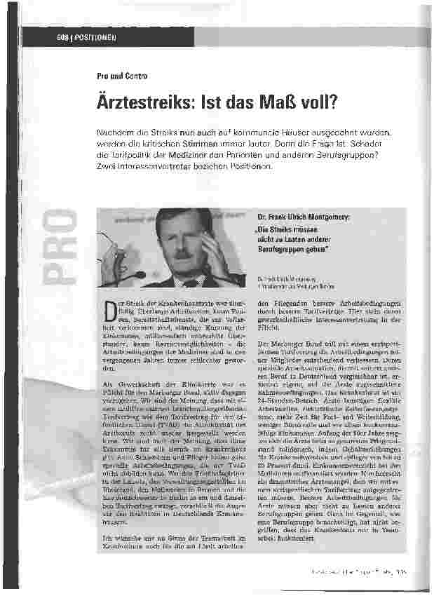 Vorschauseite 1: Ärztestreiks: Ist das Maß voll?