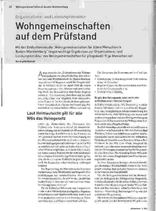 Vorschauseite 1: Organisationsund LeistungsstrukturWohngemeinschaften auf dem Prüfstand
