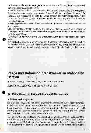 Vorschauseite 1: Pflege und Betreuung Krebskranker im stationären Bereich