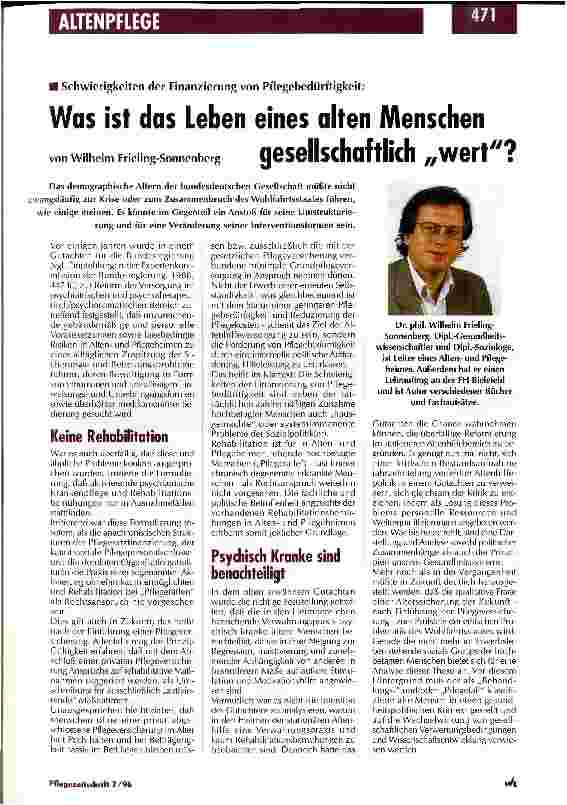 Vorschauseite 1: Was ist das Leben eines alten Menschen gesellschaftlich wert?