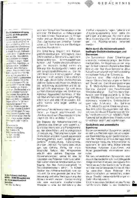 Vorschauseite 4: Dei häufigsten Ursachen für Gedächtnisstörungen