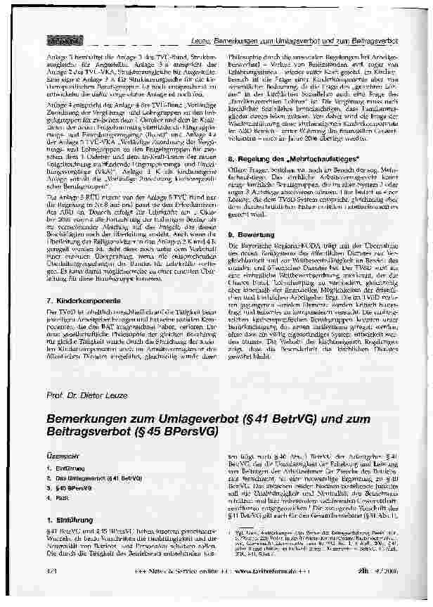 Vorschauseite 1: Bemerkungen zum Umlageverbot (§41 BetrVG) und zum Beitragsverbot (§45 BPersVG)