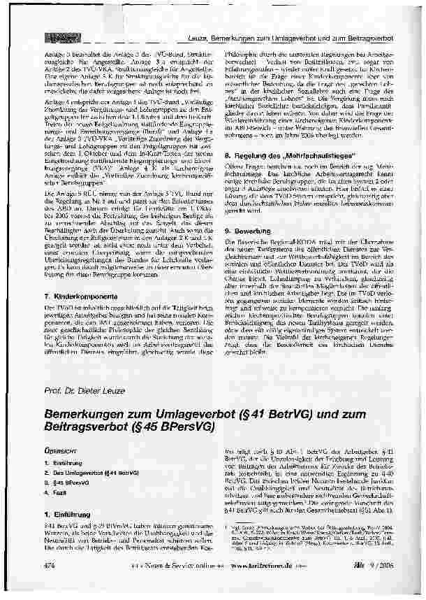 Vorschauseite 2: Bemerkungen zum Umlageverbot (§41 BetrVG) und zum Beitragsverbot (§45 BPersVG)