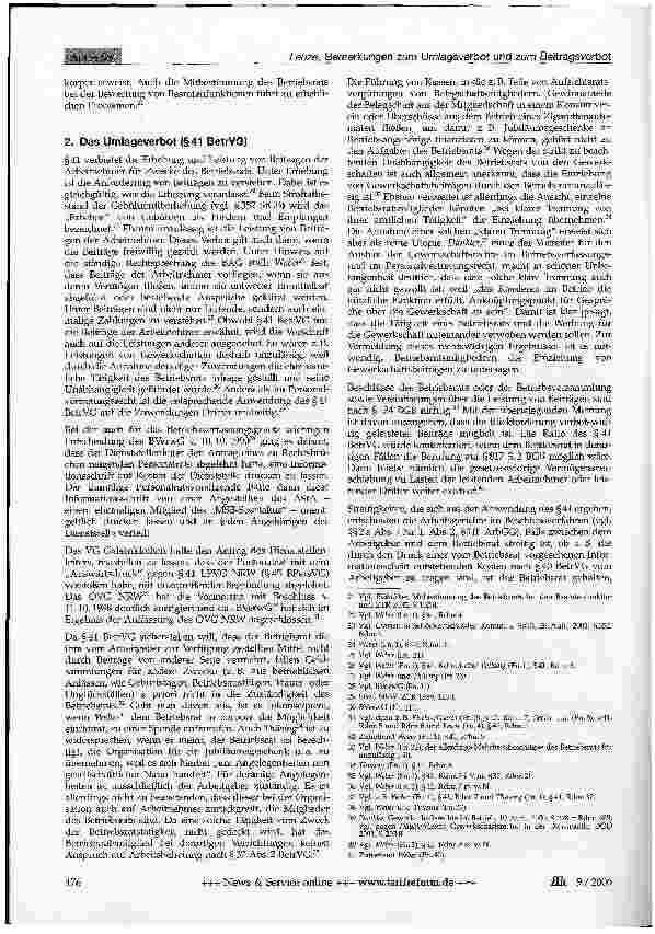 Vorschauseite 4: Bemerkungen zum Umlageverbot (§41 BetrVG) und zum Beitragsverbot (§45 BPersVG)