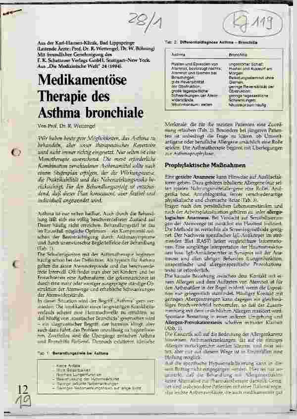 Vorschauseite 1: Medikamentöse Therapie des Asthma bronchiale