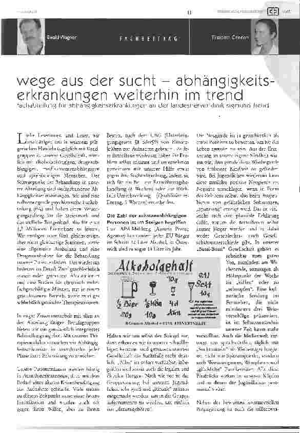 Vorschauseite 1: Wege aus der Sucht - Abhängigkeitserkrankungen weiterhin im Trend