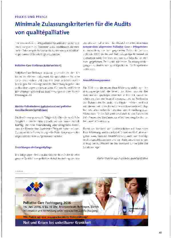 Vorschauseite 1: Minimale Zulassungskriterien für die Audits von qualitepalliative