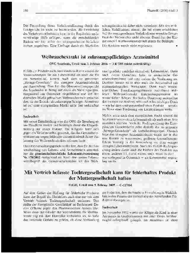Vorschauseite 2: Irreführende Werbung bei Fertigarzneimittel trotz objektivrichtiger Angaben Oberlandesgericht Karlsruhe, Urteil vom 22. Februar 2006 - 6 U 86/05